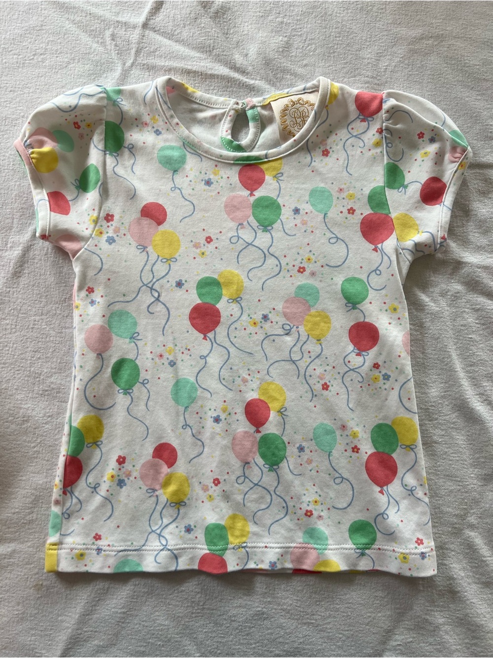 The Beaufort Bonnet Company White Short Sleeve Top with Multicolor Balloons